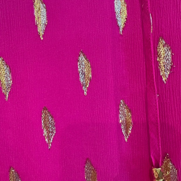 SILK Pink Lilly Pulitzer Blouse with Gold and Silver Accents - Picture 3 of 5